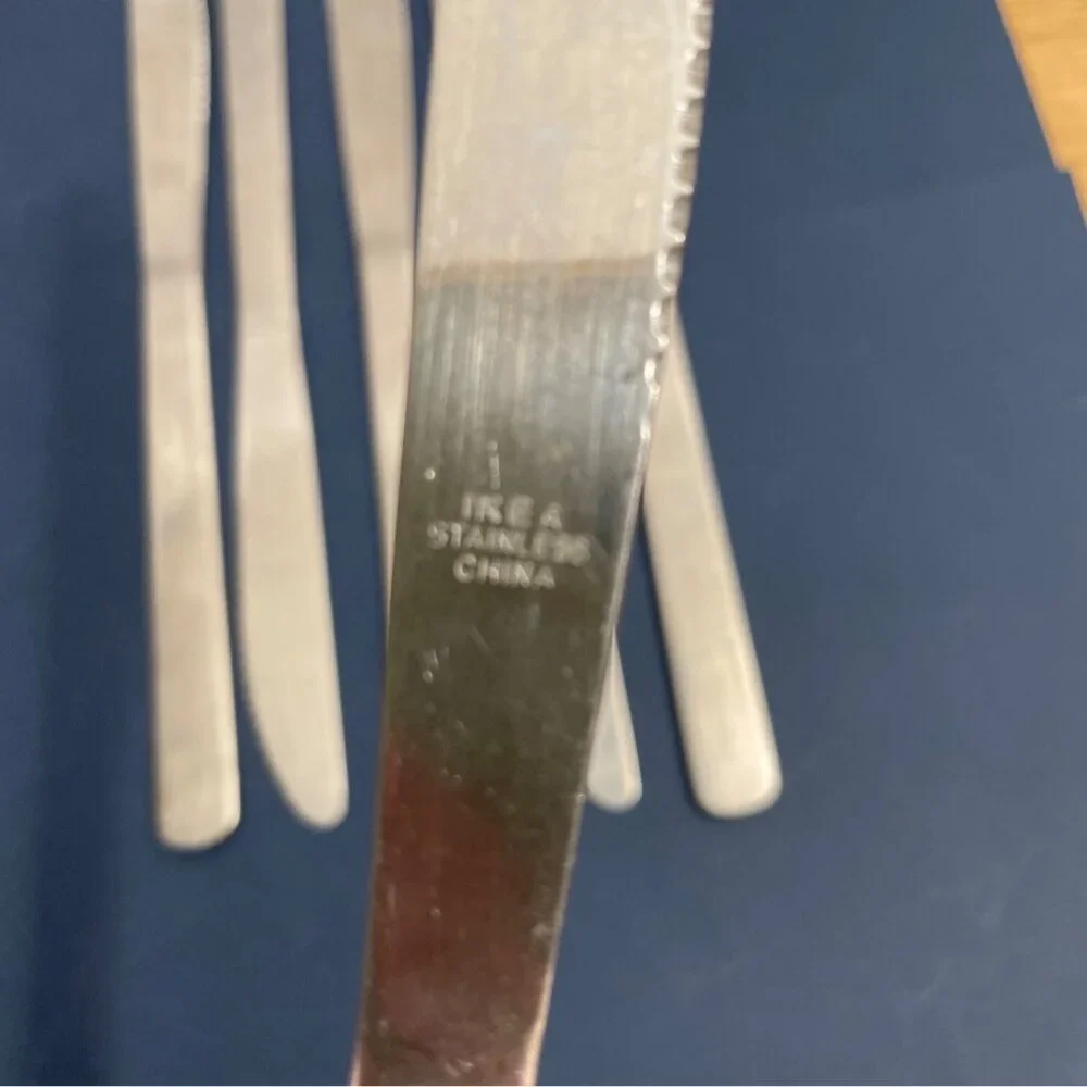 Ikea Dana Pattern Flatware Serrated Edge Dinner Knives Set of 6 Stainless Steel